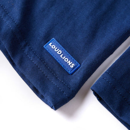 Langærmet T-shirt til børn str. 116 marineblå