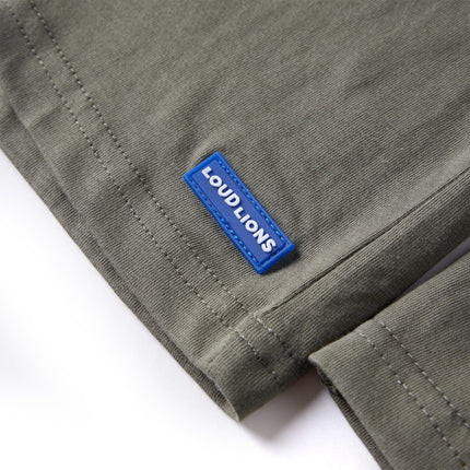 Langærmet T-shirt til børn str. 92 kakifarvet
