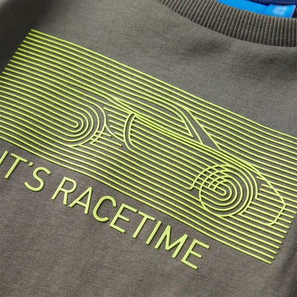 Langærmet T-shirt til børn str. 104 kakifarvet