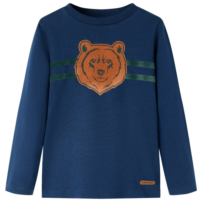 Langærmet T-shirt til børn str. 92 marineblå