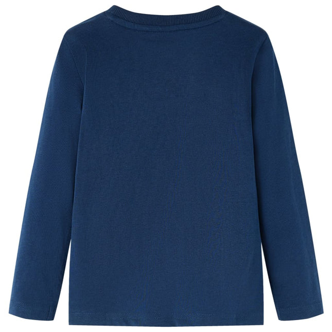 Langærmet T-shirt til børn str. 92 marineblå