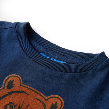 Langærmet T-shirt til børn str. 92 marineblå