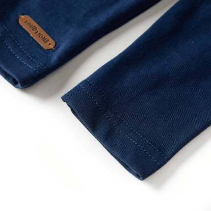 Langærmet T-shirt til børn str. 92 marineblå