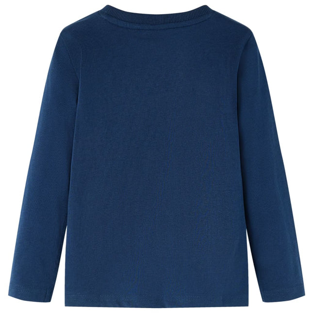 Langærmet T-shirt til børn str. 104 marineblå