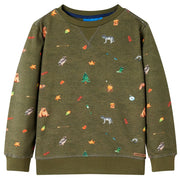 Sweatshirt til børn str. 92 kakifarvet