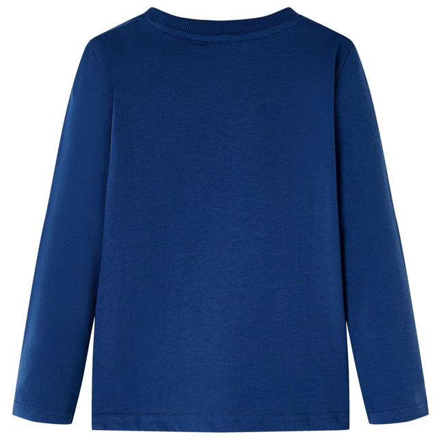 Langærmet T-shirt til børn str. 92 jeansblå