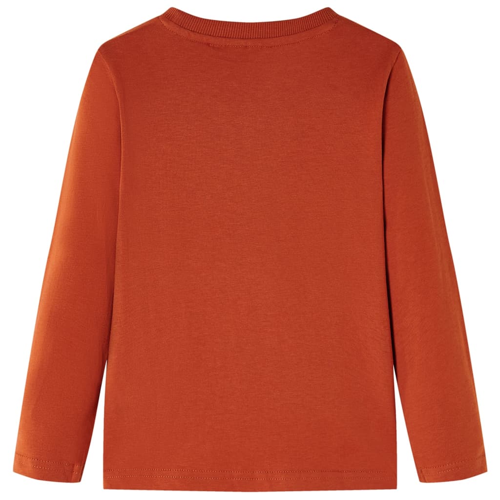 Langærmet T-shirt til børn str. 104 rustfarvet