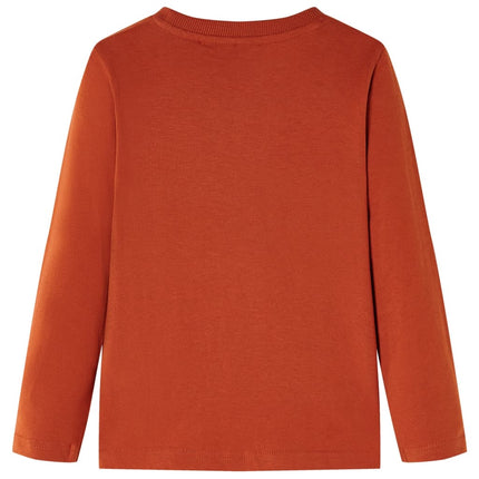 Langærmet T-shirt til børn str. 128 rustfarvet