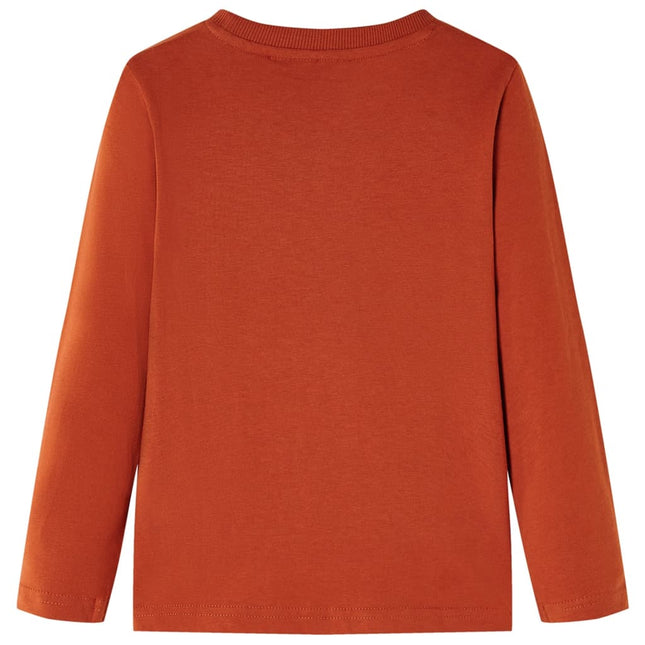 Langærmet T-shirt til børn str. 128 rustfarvet