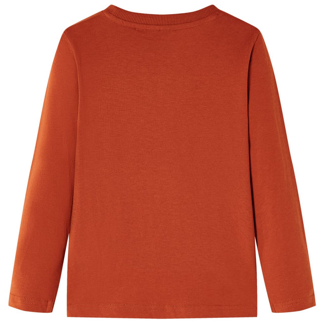 Langærmet T-shirt til børn str. 140 rustfarvet