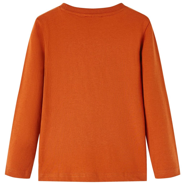 Langærmet T-shirt til børn str. 104 rustfarvet