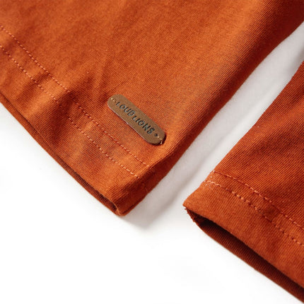 Langærmet T-shirt til børn str. 104 rustfarvet