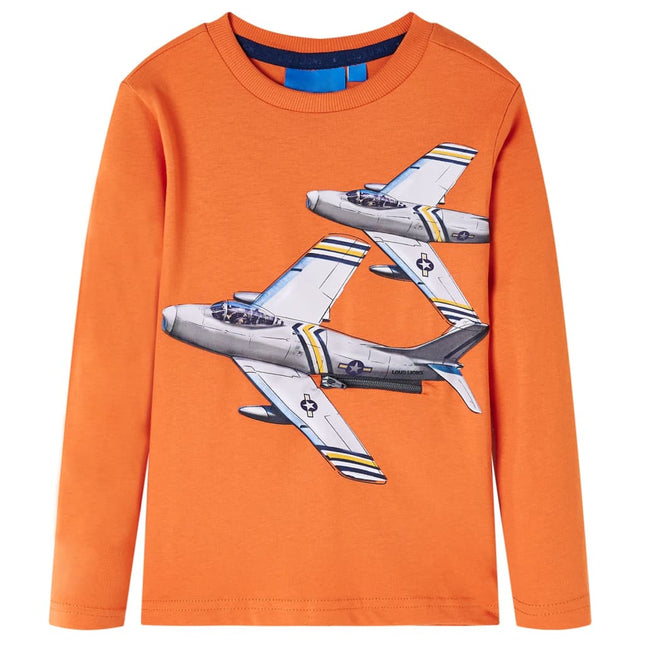 Langærmet T-shirt til børn str. 92 cm orange