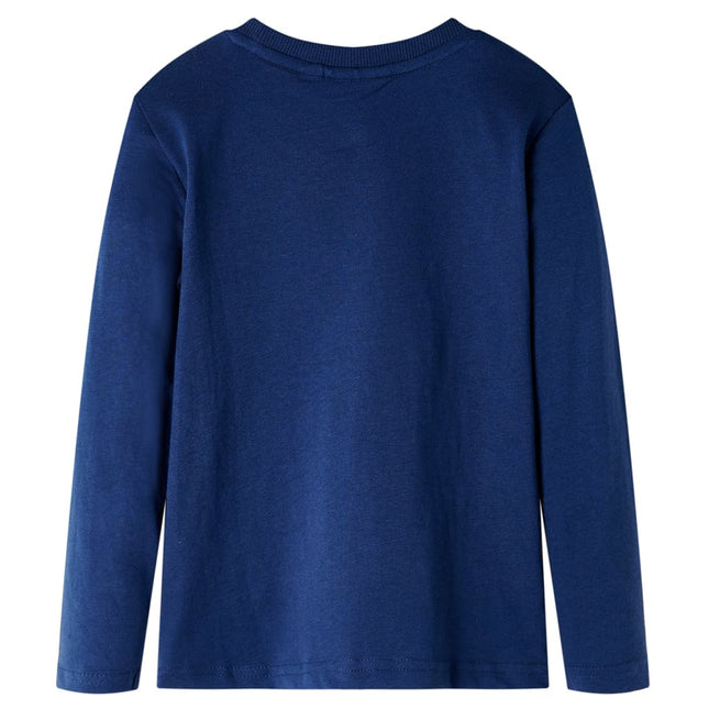 Langærmet T-shirt til børn str. 92 marineblå