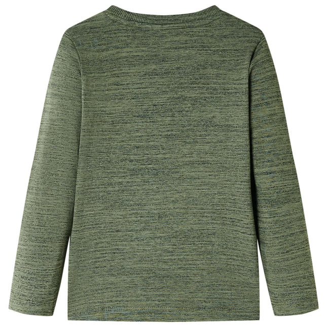 Langærmet T-shirt til børn str. 104 kakimeleret