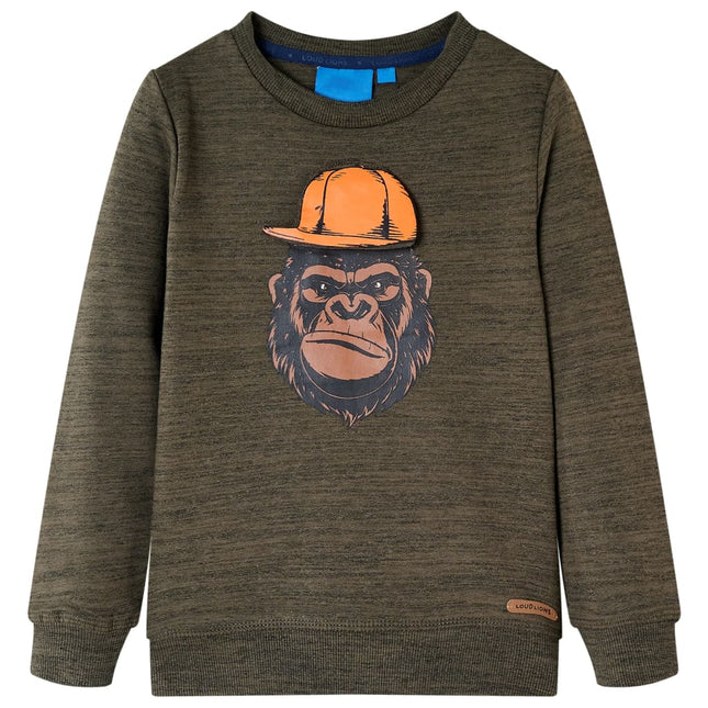 Sweatshirt til børn kakimeleret str. 104