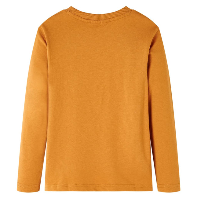 Langærmet T-shirt til børn str. 116 okkergul