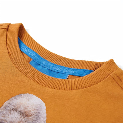 Langærmet T-shirt til børn str. 116 okkergul