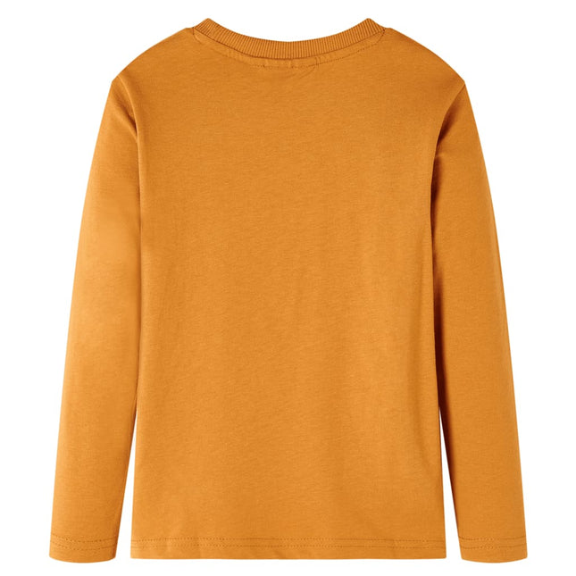 Langærmet T-shirt til børn str. 128 okkergul