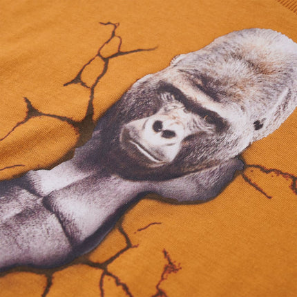 Langærmet T-shirt til børn str. 128 okkergul