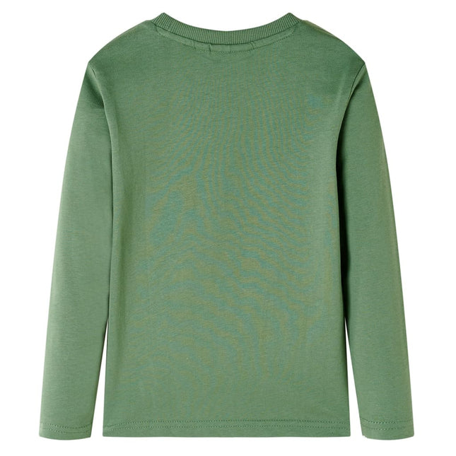 Langærmet T-shirt til børn str. 104 lys kakifarve