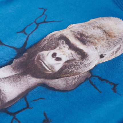 Langærmet T-shirt til børn str. 104 petroleumsblå