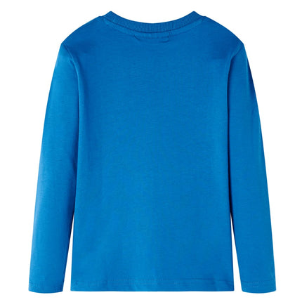 Langærmet T-shirt til børn str. 116 petroleumsblå