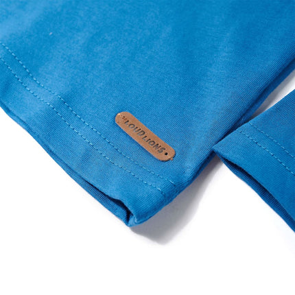 Langærmet T-shirt til børn str. 116 petroleumsblå