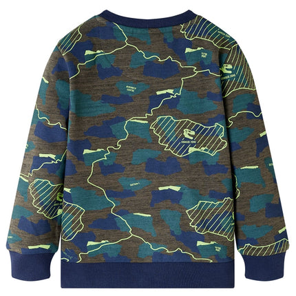 Sweatshirt til børn str. 128 kakimeleret