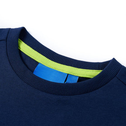 Langærmet T-shirt til børn str. 116 marineblå