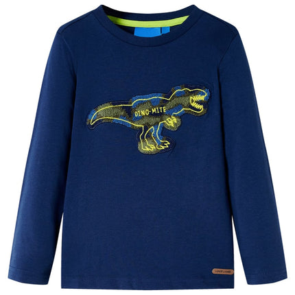 Langærmet T-shirt til børn str. 128 marineblå