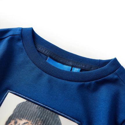 Langærmet T-shirt til børn str. 128 mørkeblå