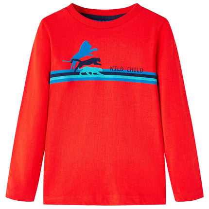 Langærmet T-shirt til børn str. 104 rød