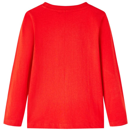 Langærmet T-shirt til børn str. 116 rød