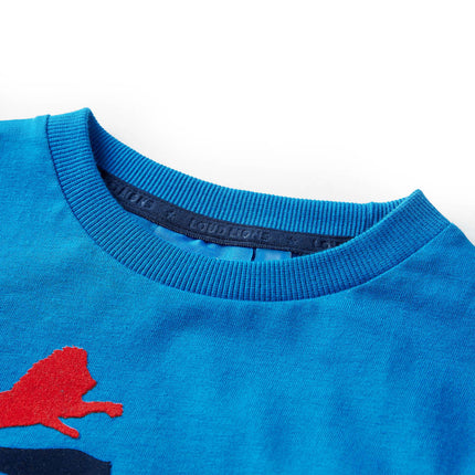 Langærmet T-shirt til børn str. 116 koboltblå