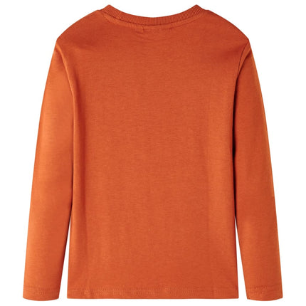 Langærmet T-shirt til børn str. 92 rustfarvet