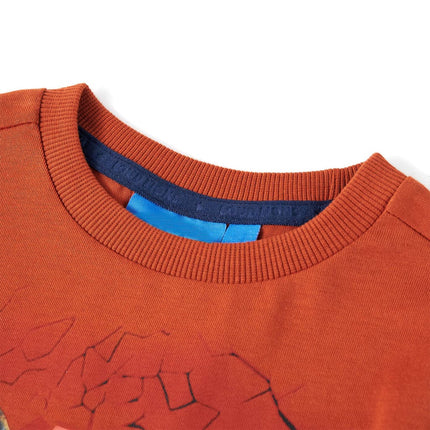 Langærmet T-shirt til børn str. 116 rustfarvet