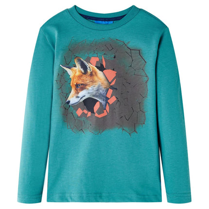 Langærmet T-shirt til børn str. 140 akvamarinblå