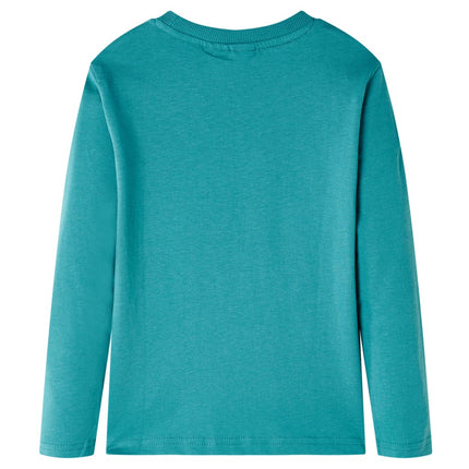 Langærmet T-shirt til børn str. 140 akvamarinblå