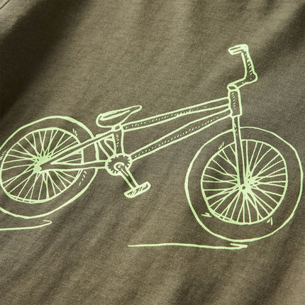Langærmet T-shirt til børn str. 92 kakifarvet