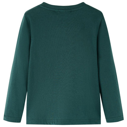 Langærmet T-shirt til børn str. 104 mørkegrøn