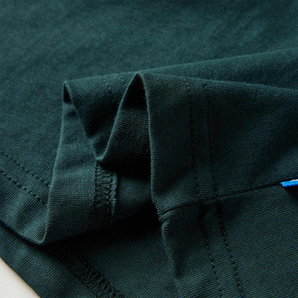 Langærmet T-shirt til børn str. 128 mørkegrøn