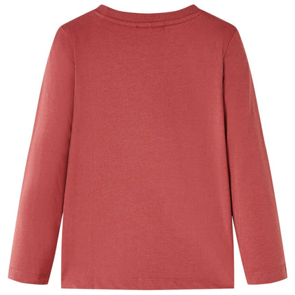 Langærmet T-shirt til børn str. 128 mørkerød
