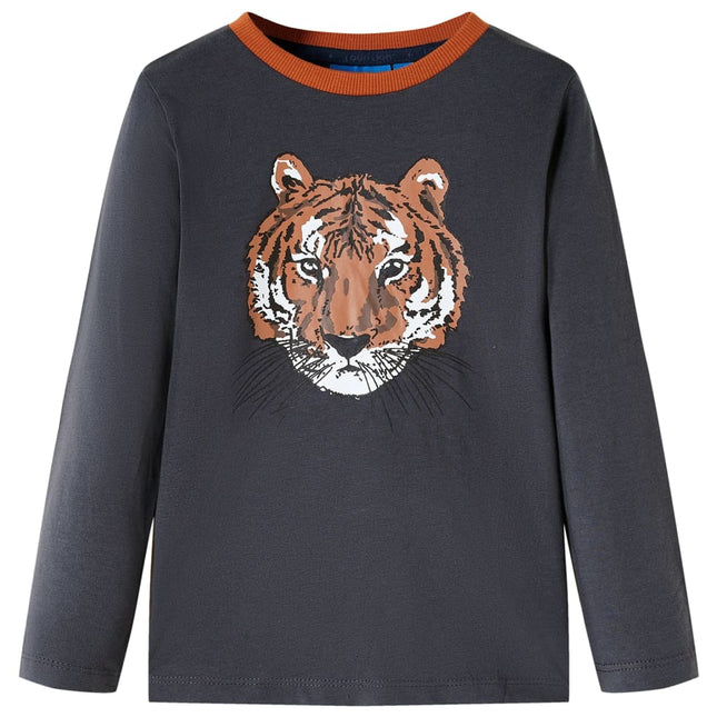 Langærmet T-shirt til børn str. 92 antracitgrå