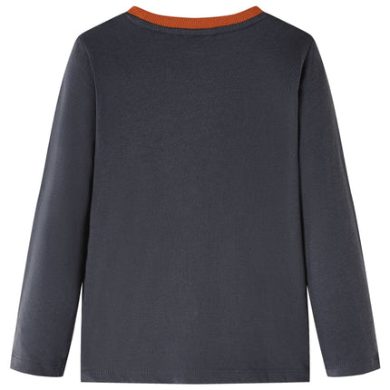Langærmet T-shirt til børn str. 92 antracitgrå