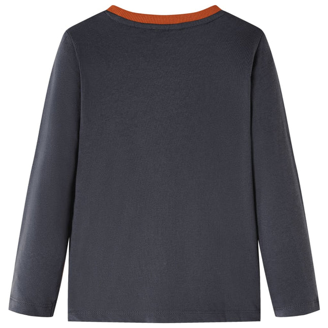Langærmet T-shirt til børn str. 92 antracitgrå