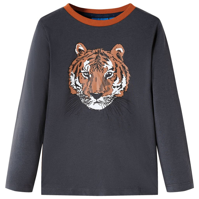 Langærmet T-shirt til børn str. 104 antracitgrå