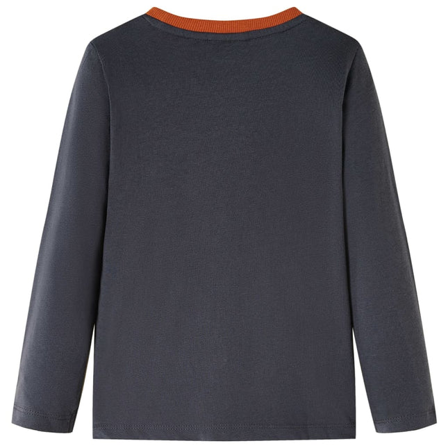 Langærmet T-shirt til børn str. 104 antracitgrå
