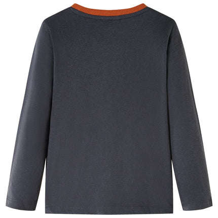 Langærmet T-shirt til børn str. 128 antracitgrå