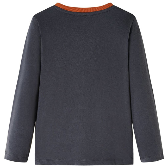 Langærmet T-shirt til børn str. 128 antracitgrå